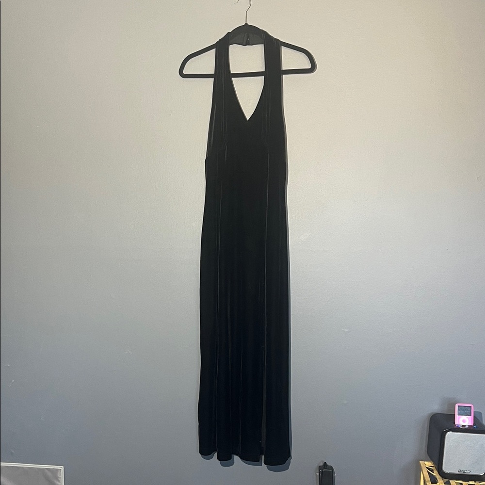Moda International velvet Black Halter Maxi Dress